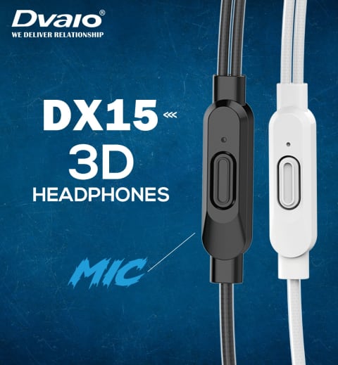 Dvaio DX15 3D Earphone with Mic, White